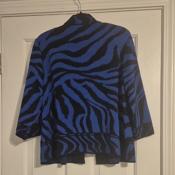 Ming Wang Zebra Pattern Blue and Black Blazer XL - Picture 3 of 4
